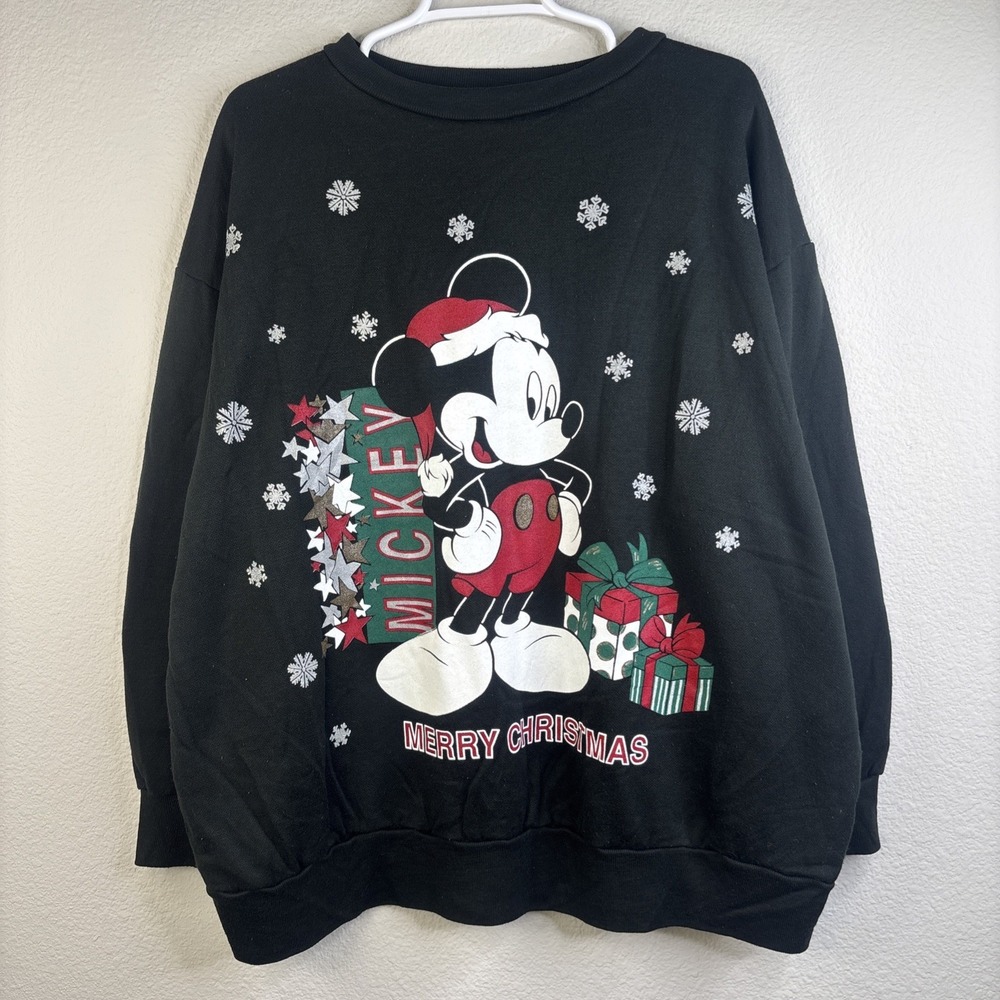 Vintage 90s Disney Mickey Christmas Sweatshirt Mickey Unlimited XL USA made